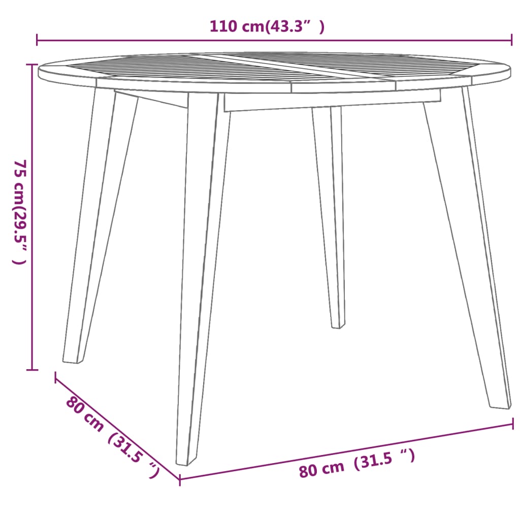 vidaXL 5 pcs conjunto de jantar para jardim madeira de acácia maciça