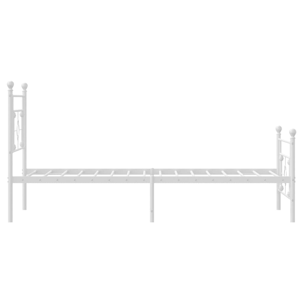 vidaXL Estrutura de cama com cabeceira e pés 107x203 cm metal branco