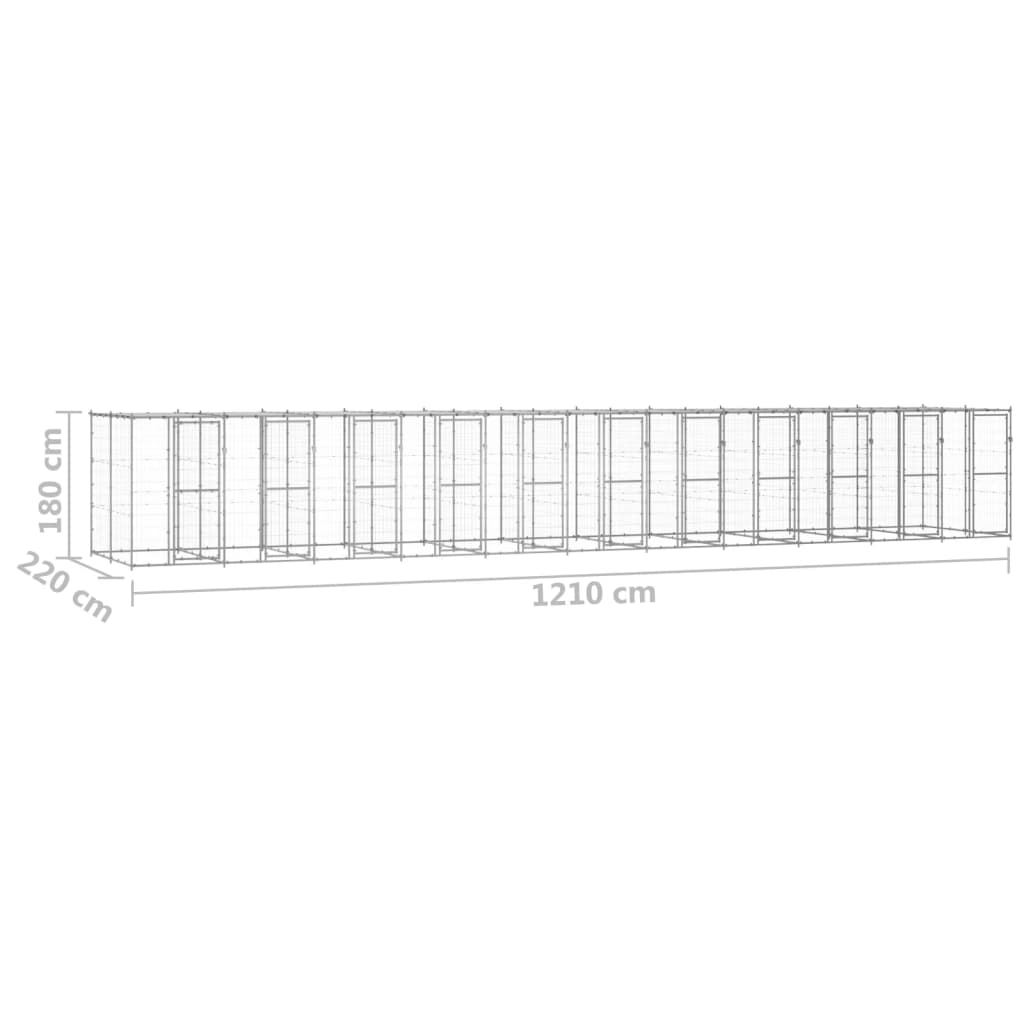 vidaXL Canil de exterior com telhado 26,62 m² aço galvanizado