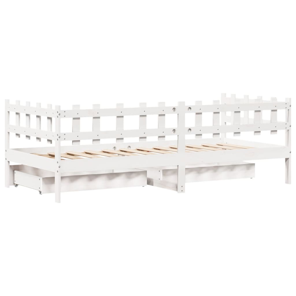 vidaXL Sofá-cama com gavetas 80x200 cm madeira de pinho maciça