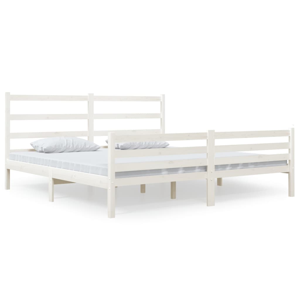 vidaXL Estrutura de cama super king 180x200 cm pinho maciço branco