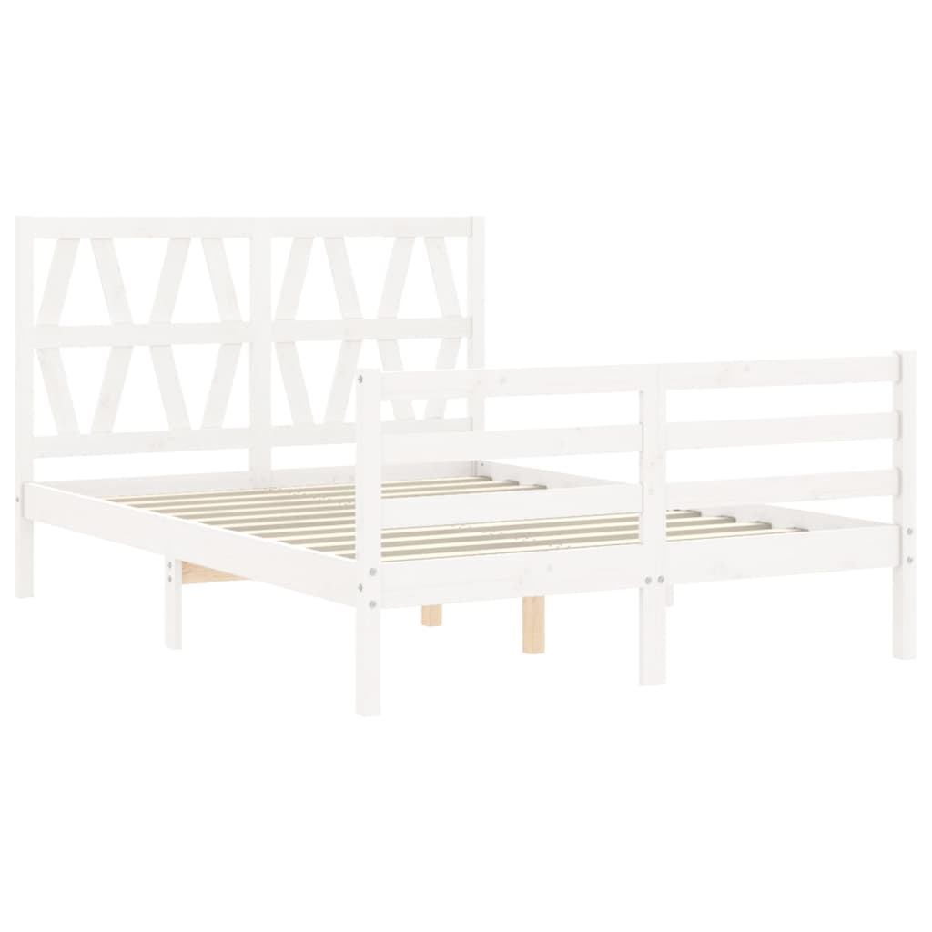 vidaXL Estrutura de cama com cabeceira 140x200cm madeira maciça branco