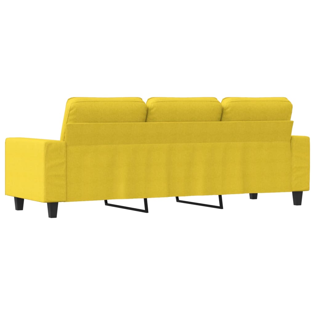 vidaXL Sofá de 3 lugares 180 cm tecido amarelo-claro