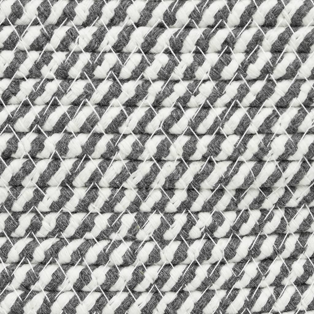 vidaXL Cesto de arrumação Ø51x33 cm algodão cinzento e branco