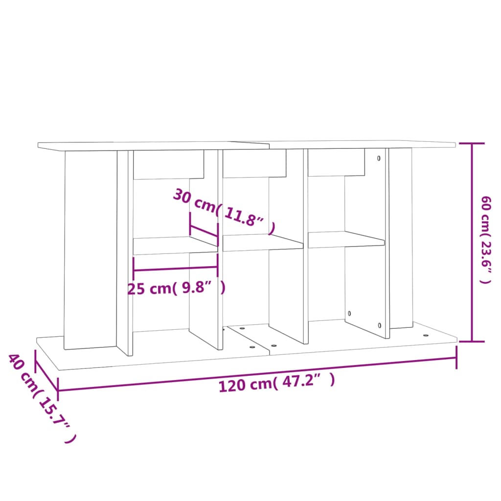 vidaXL Suporte de aquário 120x40x60 cm derivados de madeira branco