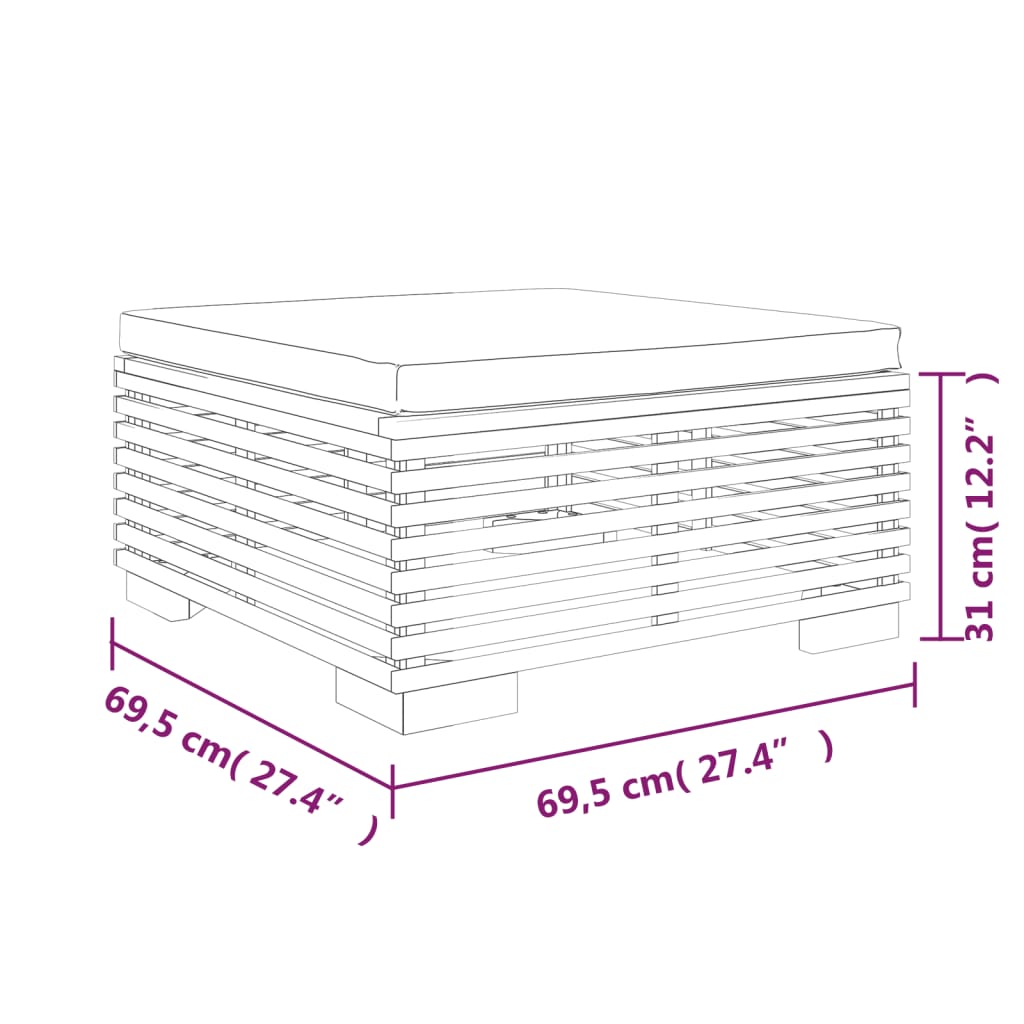 vidaXL 5 pcs conjunto lounge jardim c/ almofadões madeira teca maciça