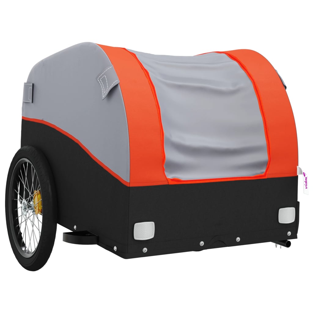 vidaXL Reboque para bicicleta 45 kg ferro preto e laranja