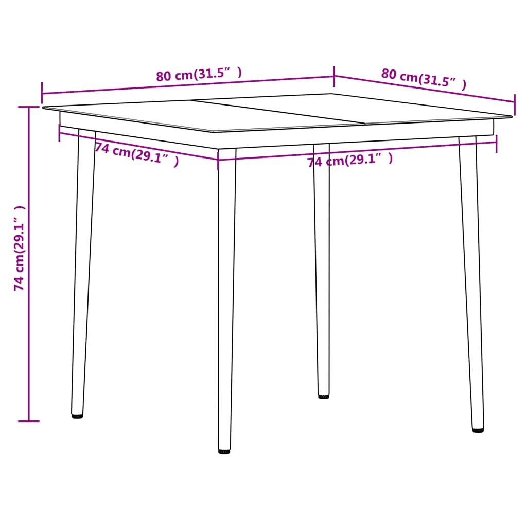 vidaXL 5 pcs Conjunto de jantar para jardim preto