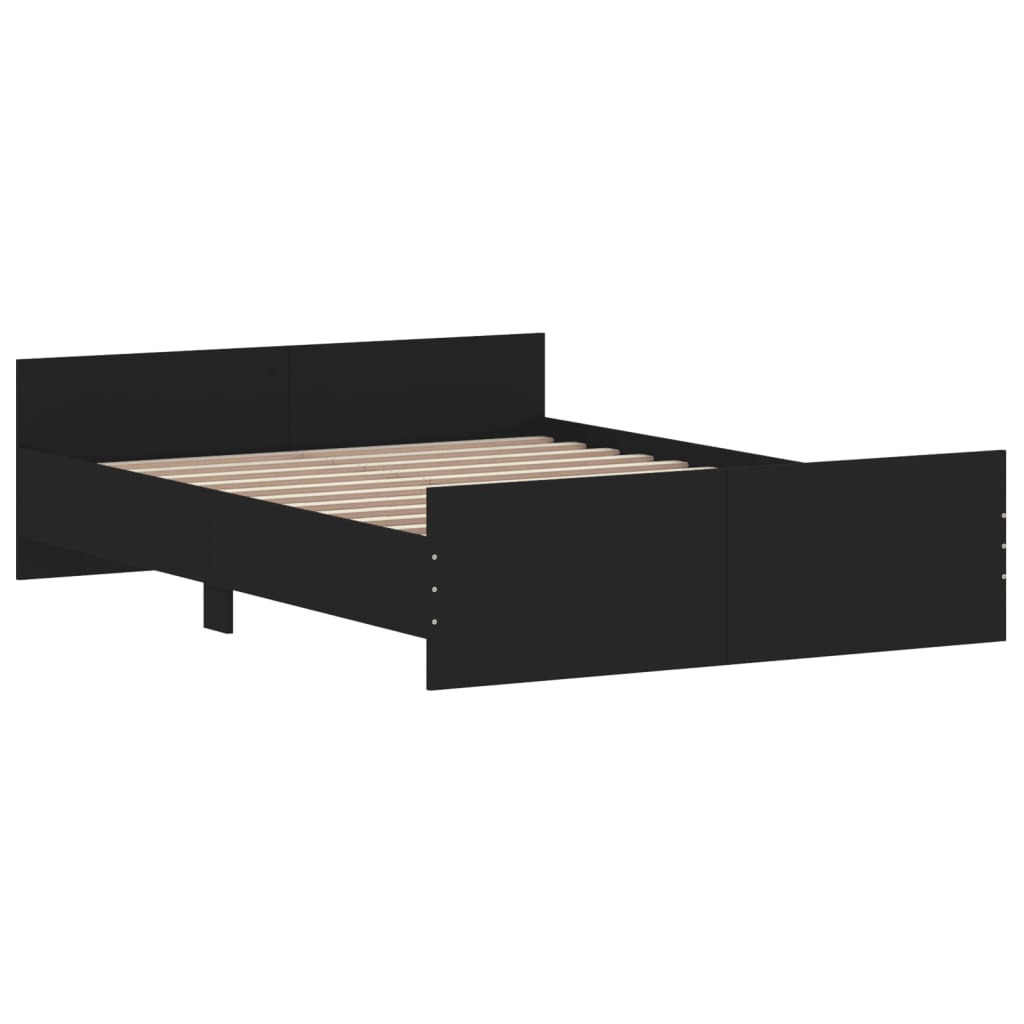 vidaXL Estrutura de cama com cabeceira e pés 135x190 cm preto