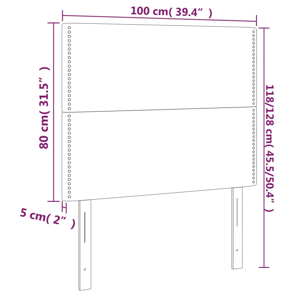 vidaXL Cabeceira cama c/ LED couro artificial 100x5x118/128 cm preto