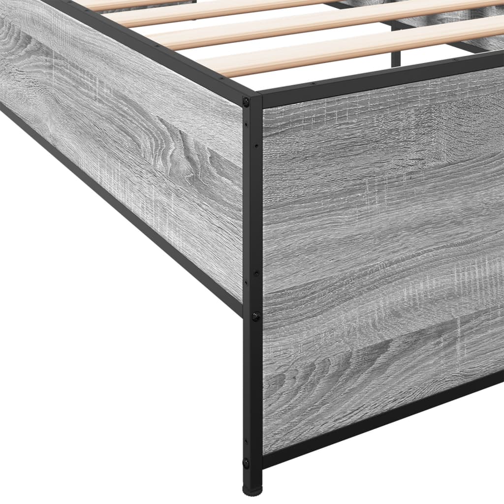 vidaXL Estrutura de cama derivados de madeira e metal cinzento sonoma