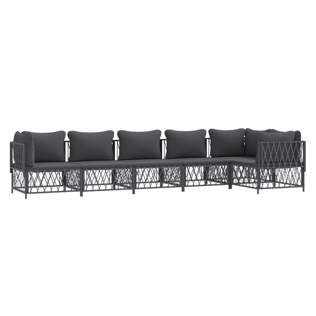 vidaXL 6 pcs conjunto lounge de jardim com almofadões aço antracite