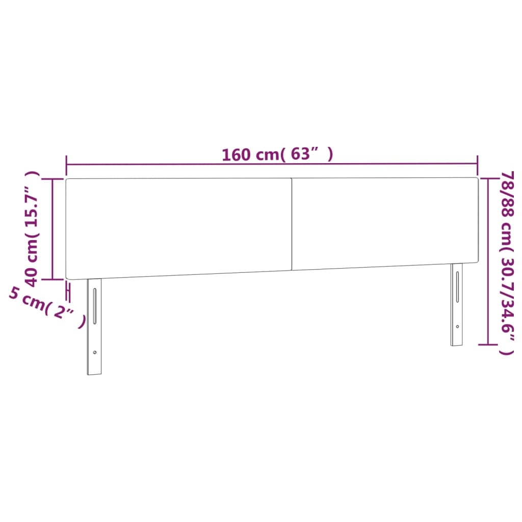 vidaXL Cabeceira de cama 2 pcs tecido 80x5x78/88 cm cinzento-claro