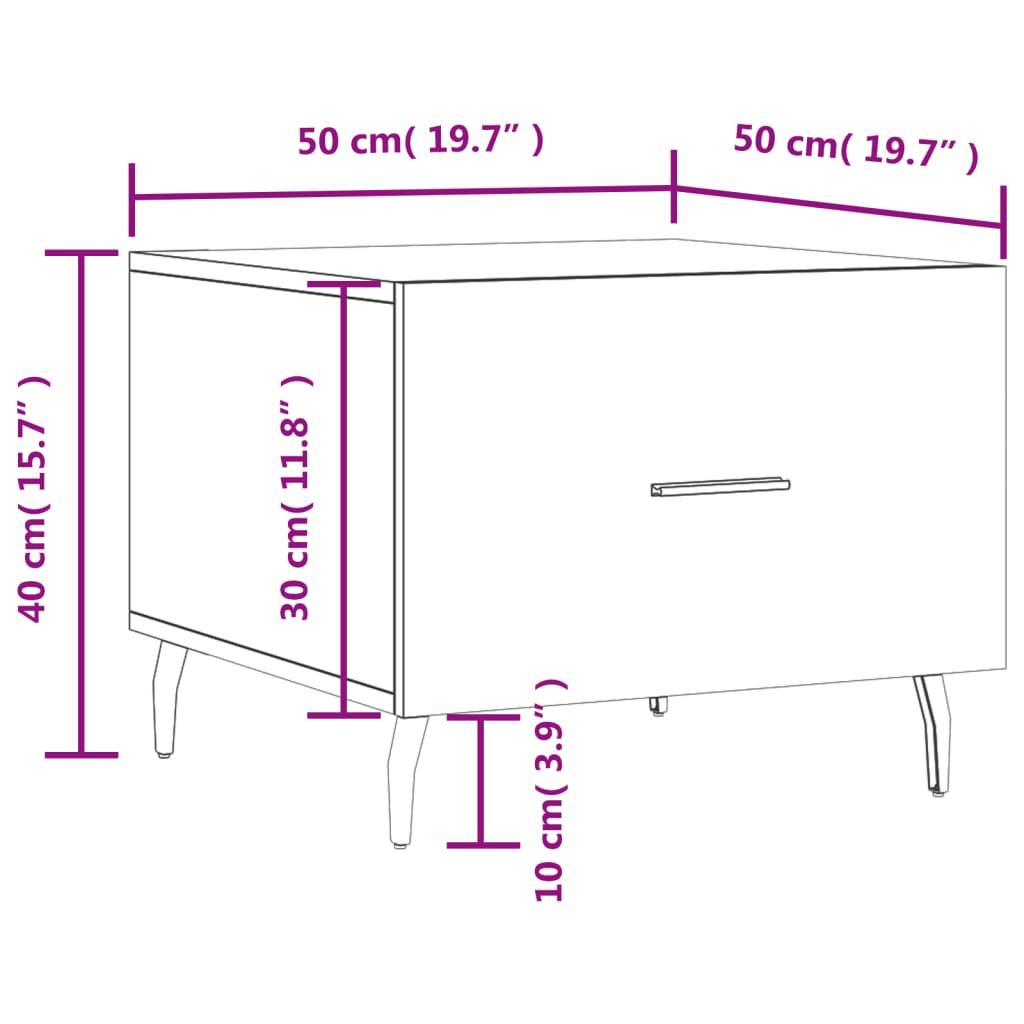 vidaXL Mesa de centro 50x50x40 cm derivados madeira sonoma cinza