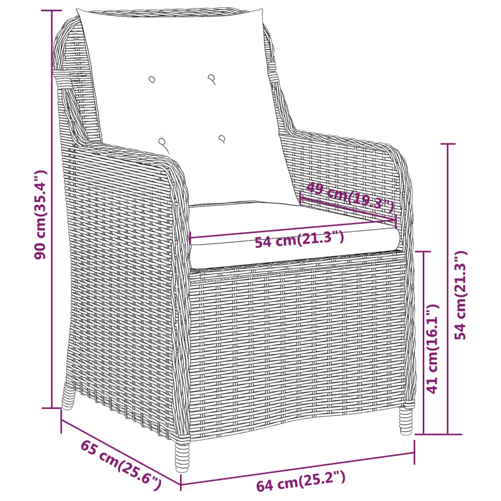 vidaXL 5 pcs Conjunto de jantar para jardim preto