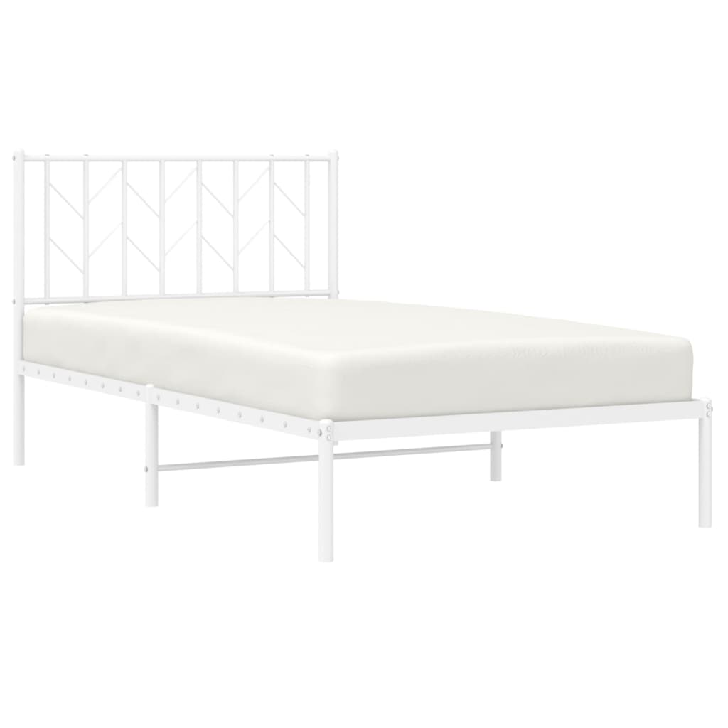 vidaXL Estrutura de cama com cabeceira 100x200 cm metal branco