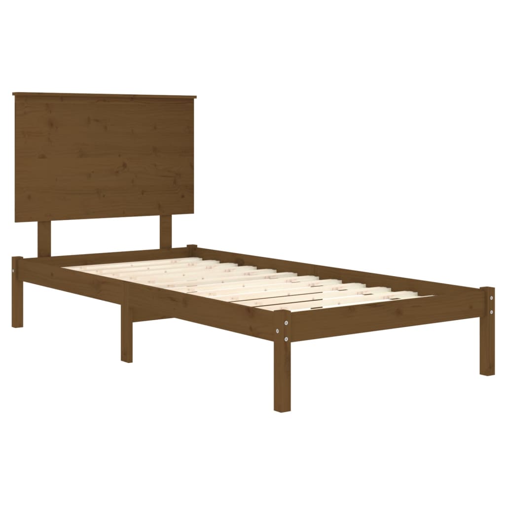 vidaXL Estrutura cama pequena solteiro 75x190 cm madeira castanho mel