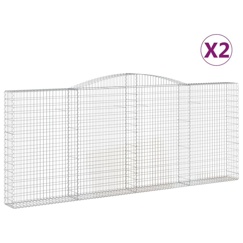 vidaXL Cestos gabião arqueados 2pcs 400x30x160/180cm ferro galvanizado