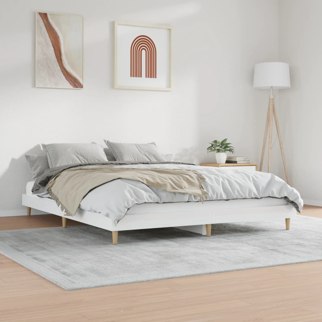 vidaXL Estrutura de cama 120x200 cm derivados madeira branco brilhante
