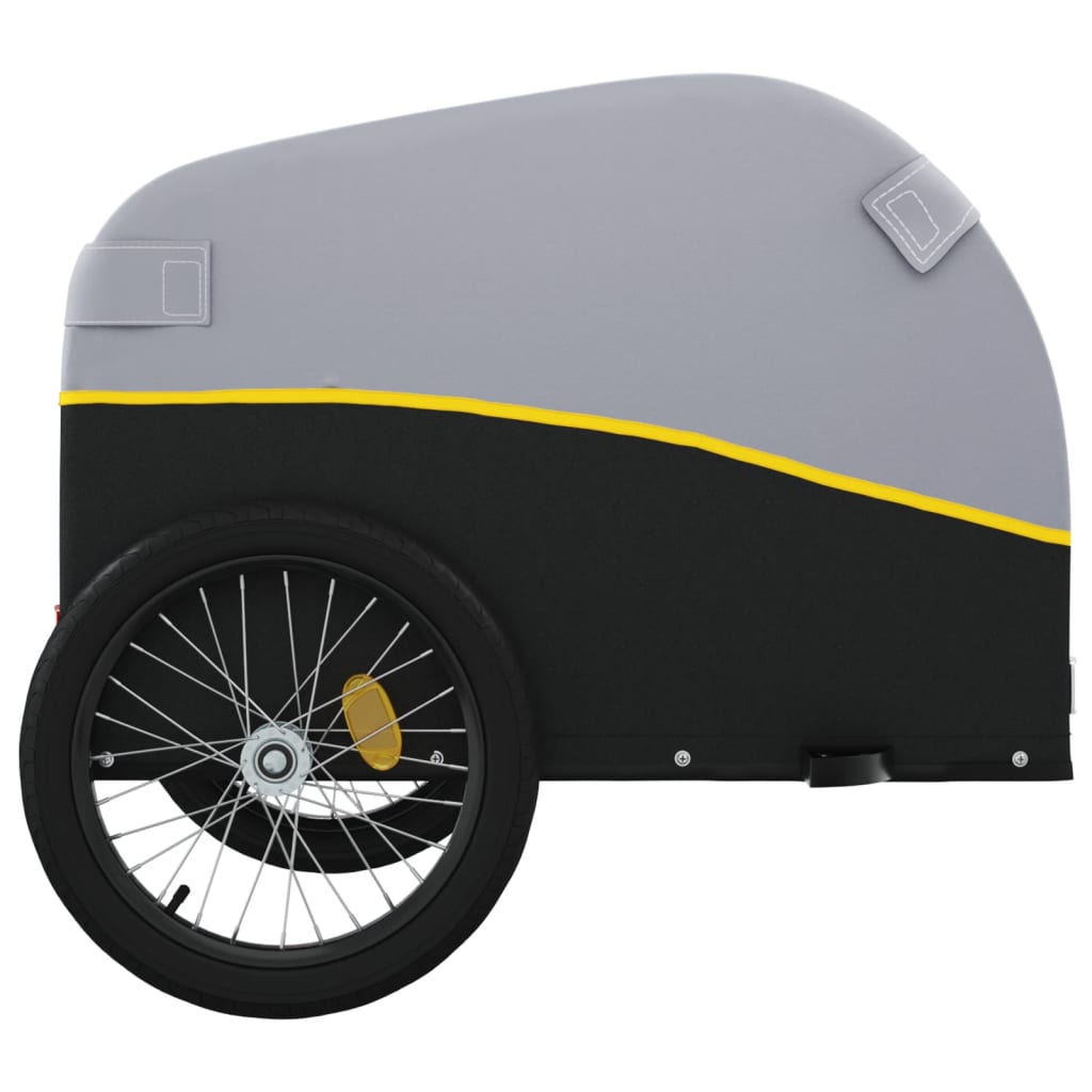 vidaXL Reboque para bicicleta 45 kg ferro preto e amarelo