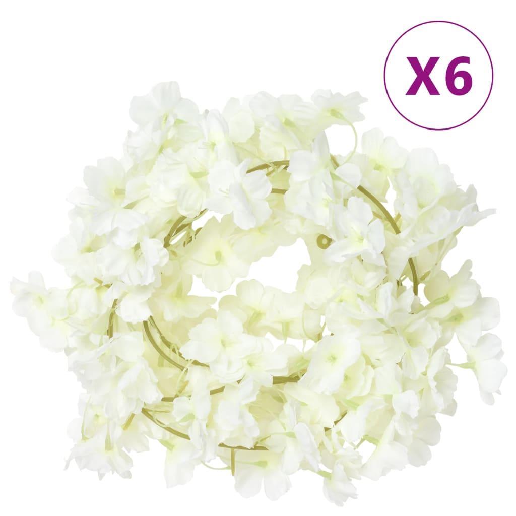 vidaXL Grinaldas de flores de Natal 6 pcs 180 cm branco