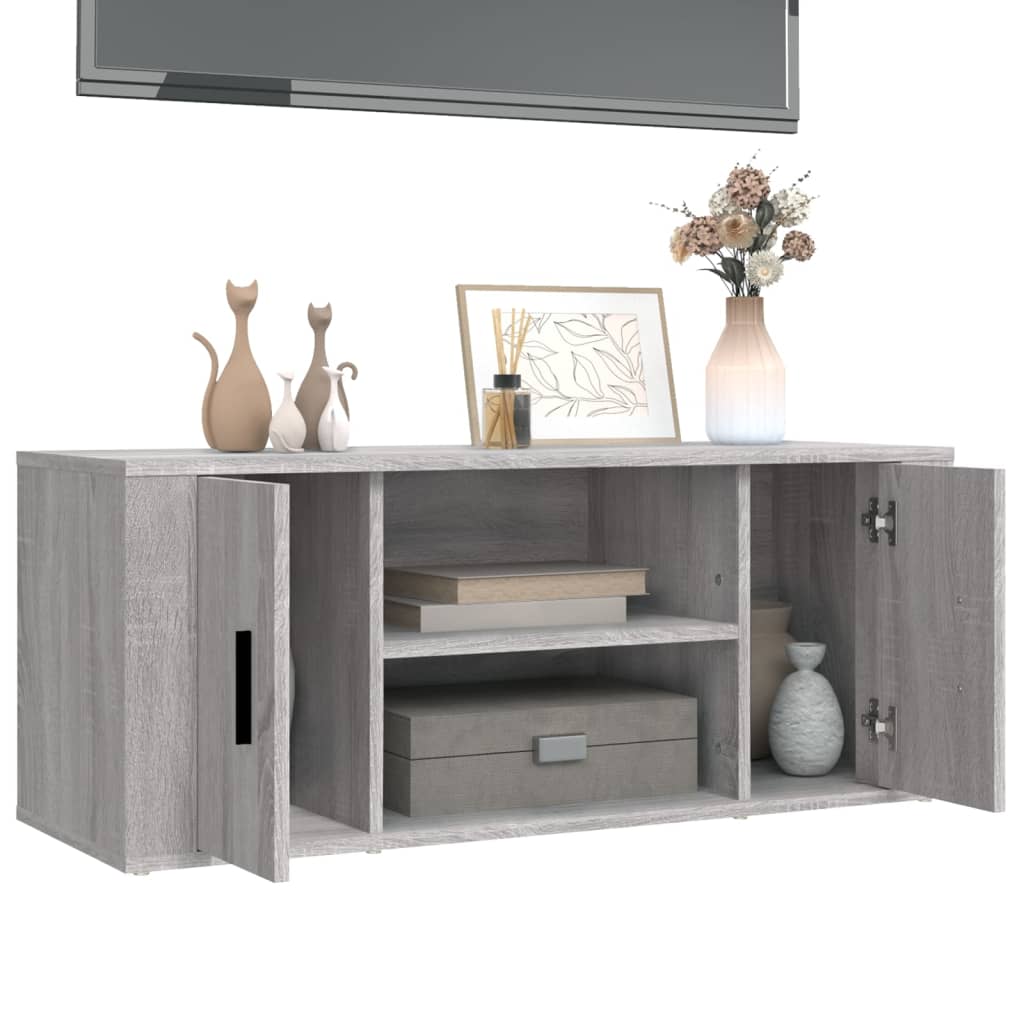 vidaXL Móvel de TV 100x35x40 cm derivados de madeira cinzento sonoma