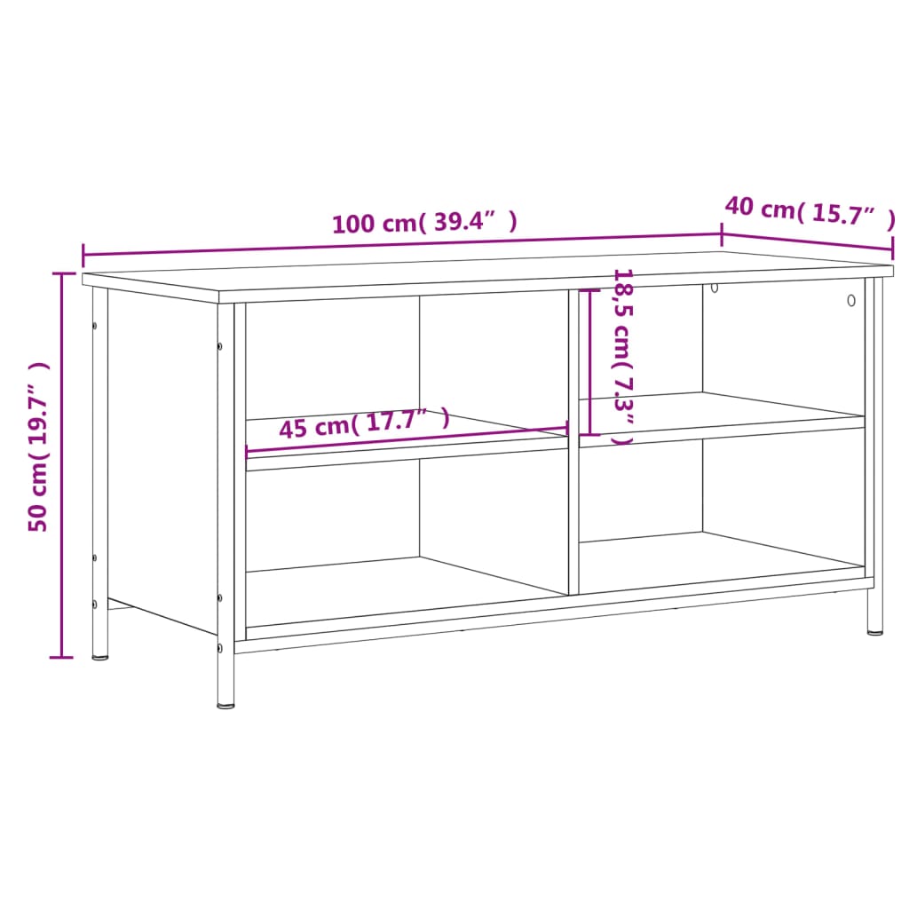 vidaXL Móvel de TV 100x40x50 cm derivados de madeira cinzento sonoma