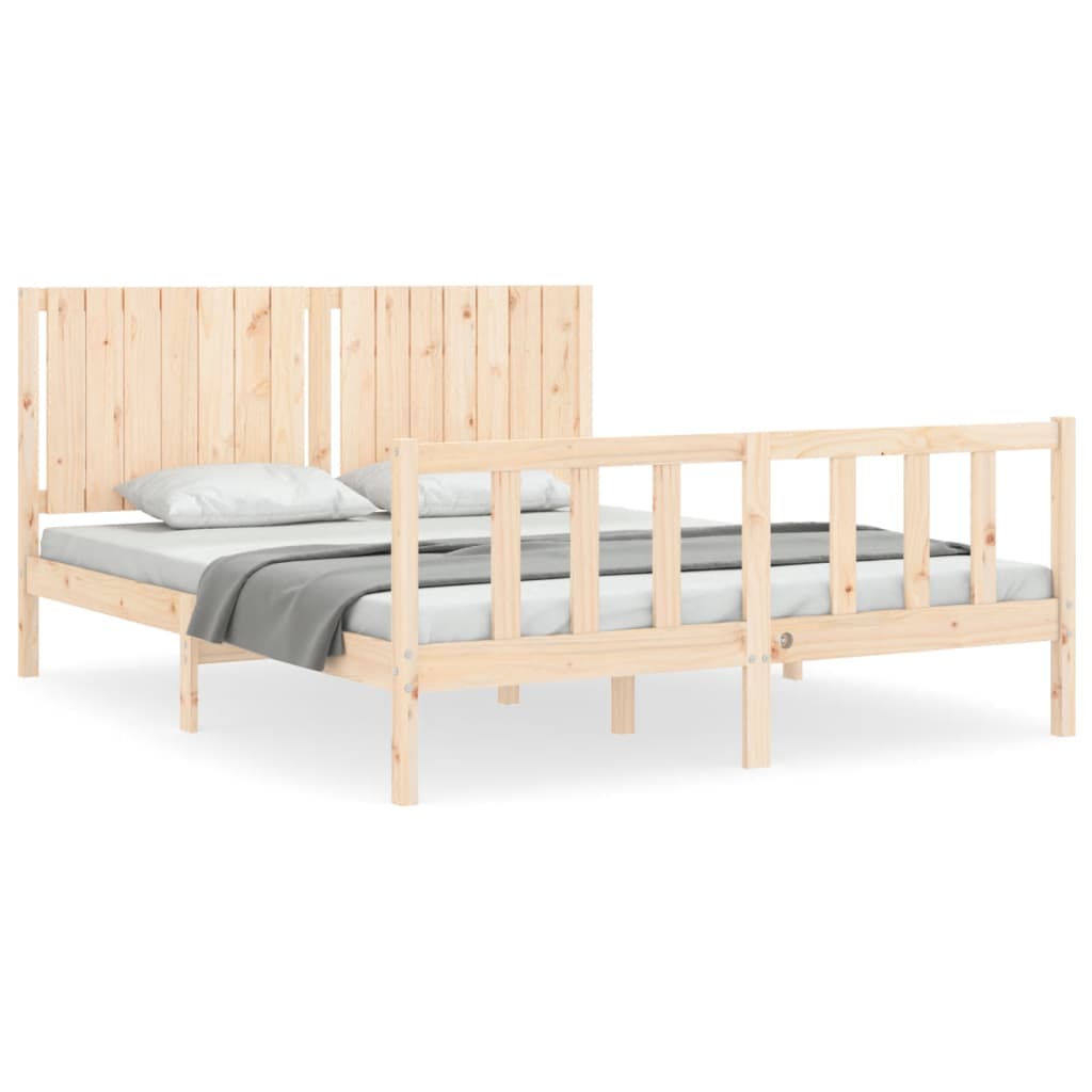 vidaXL Estrutura de cama com cabeceira 160x200 cm madeira maciça