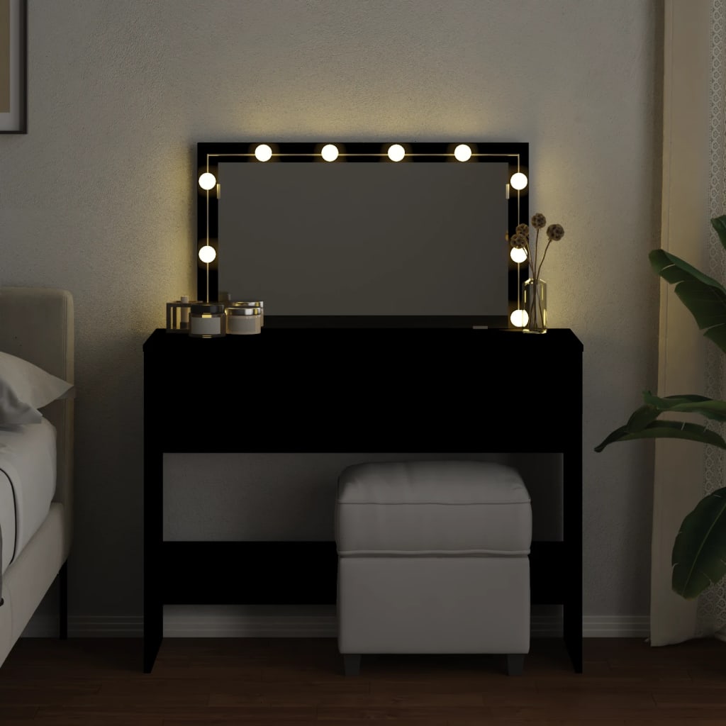 vidaXL Toucador com luzes LED 100x40x120 cm preto