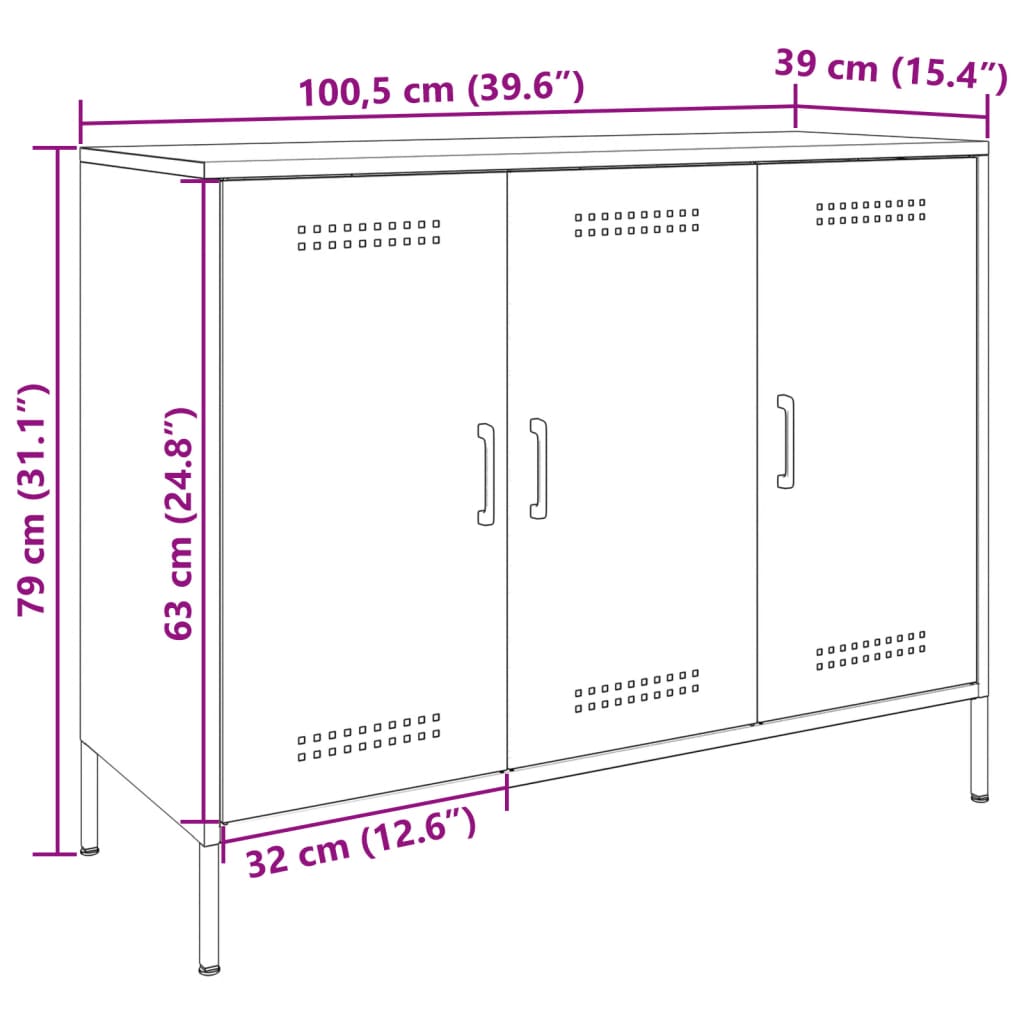 vidaXL Aparador 100,5x39x79 cm aço verde-azeitona