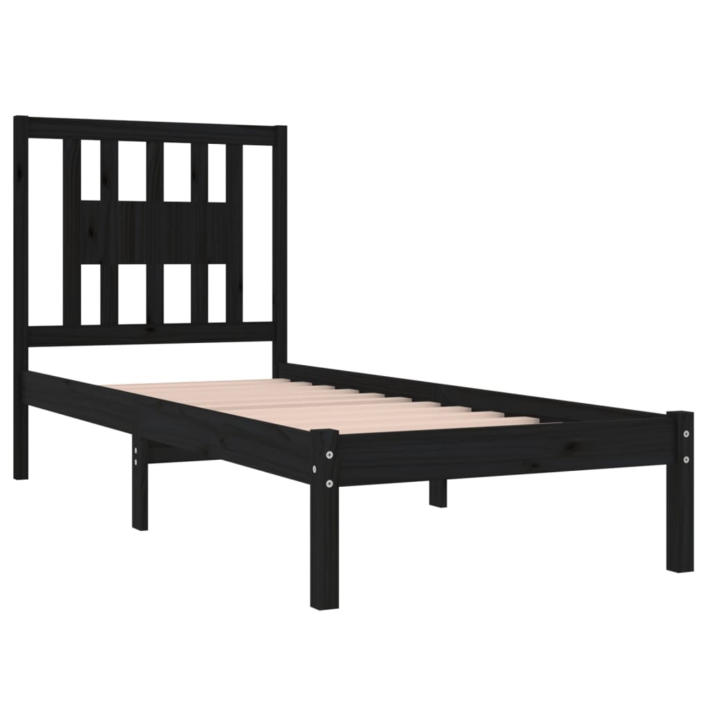 vidaXL Estrutura de cama solteiro 90x190 cm madeira maciça preto