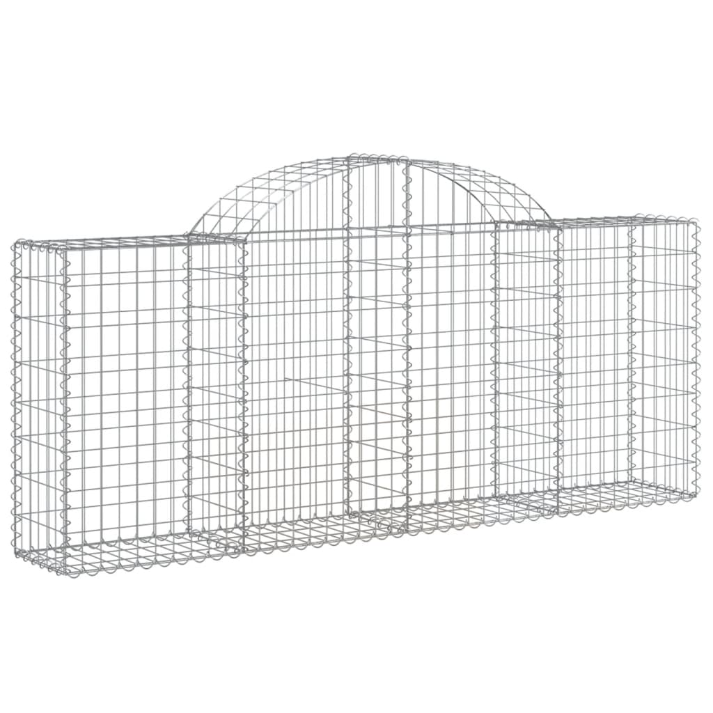 vidaXL Cestos gabião arqueados 3 pcs 200x30x80/100cm ferro galvanizado