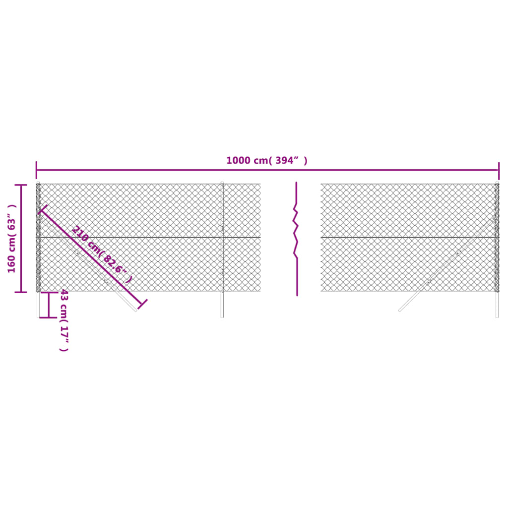 vidaXL Cerca de arame 1,6x10 m antracite