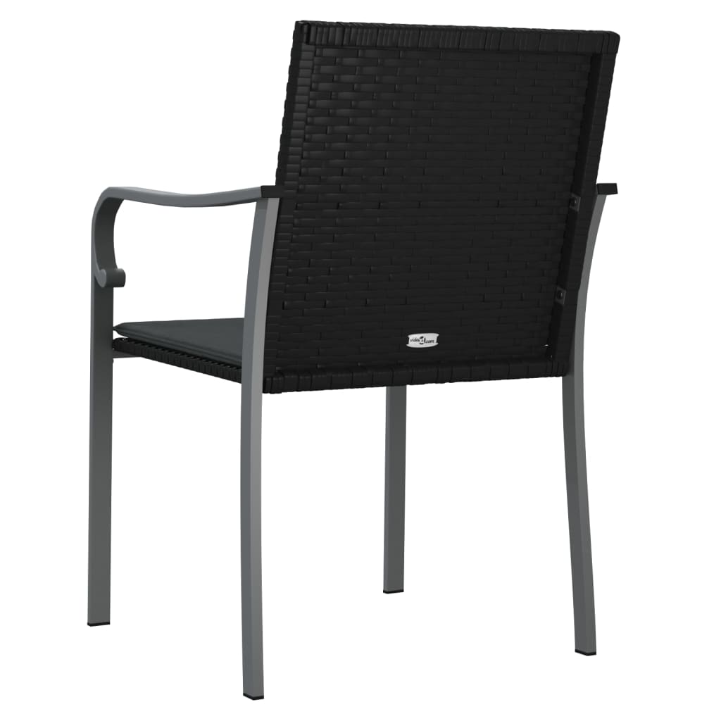 vidaXL Cadeiras jardim c/ almofadões 4pcs 56x59x84 cm vime PE preto