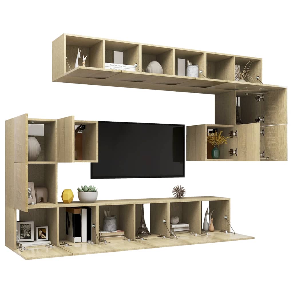 vidaXL 10 pcs conjunto móveis de TV derivados madeira carvalho sonoma