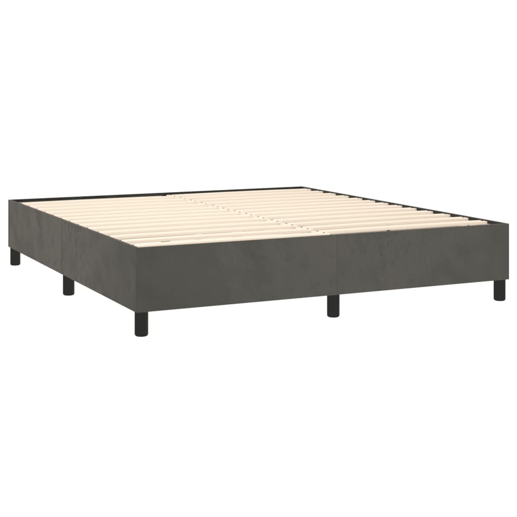 vidaXL Cama com molas/colchão 200x200 cm veludo cinzento-escuro