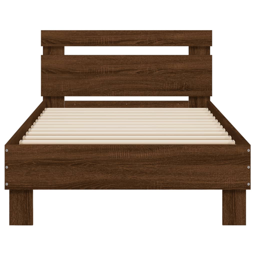 vidaXL Cama sem colchão com cabeceira 75x190 cm carvalho castanho