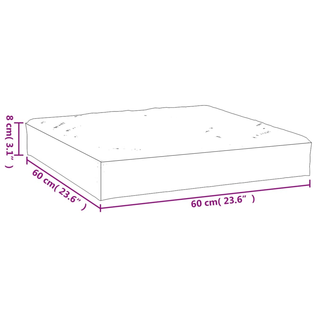 vidaXL Almofadão p/ móveis de paletes 60x60x8 cm tecido oxford cinza