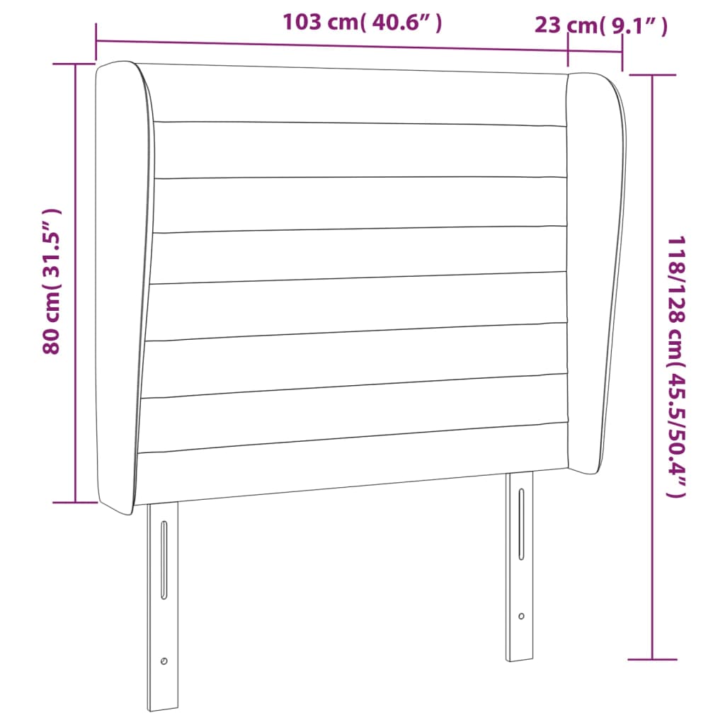 vidaXL Cabeceira cama abas tecido 103x23x118/128 cm cinza-acastanhado