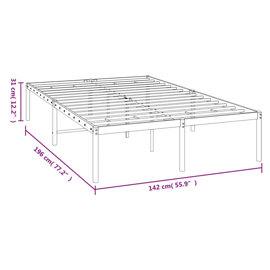 vidaXL Estrutura de cama 135x190 cm metal branco