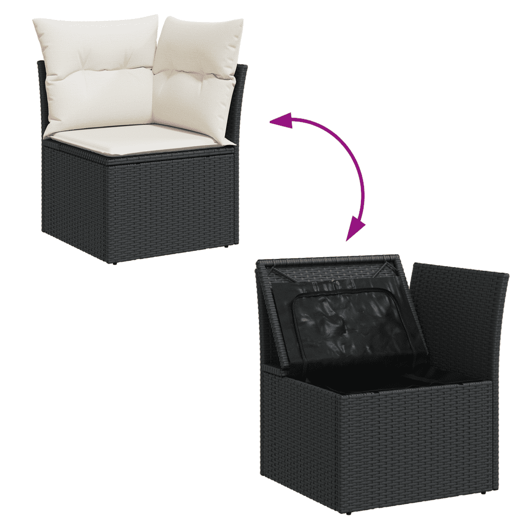 vidaXL 12 pcs conjunto de sofás de jardim c/ almofadões vime PE preto