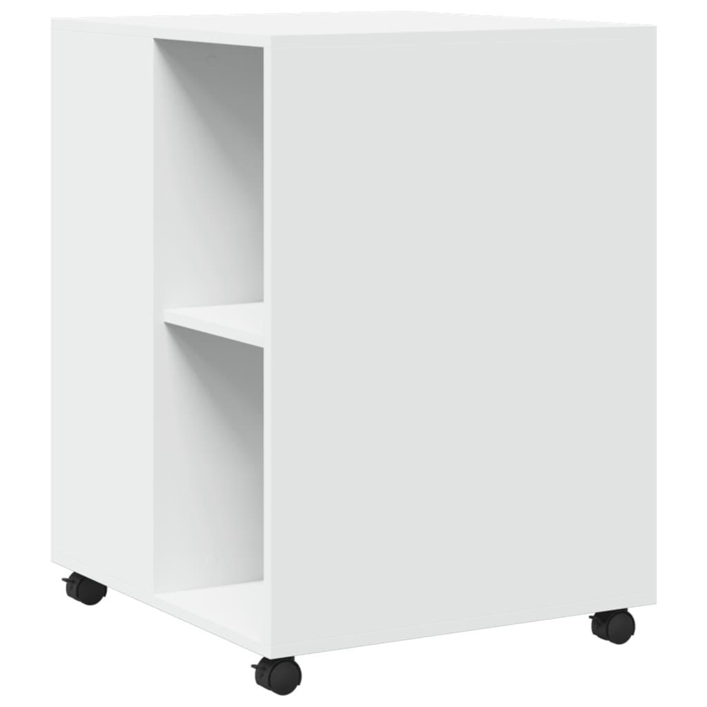 vidaXL Mesa de apoio c/ rodas 55x60x78 cm derivados de madeira branco