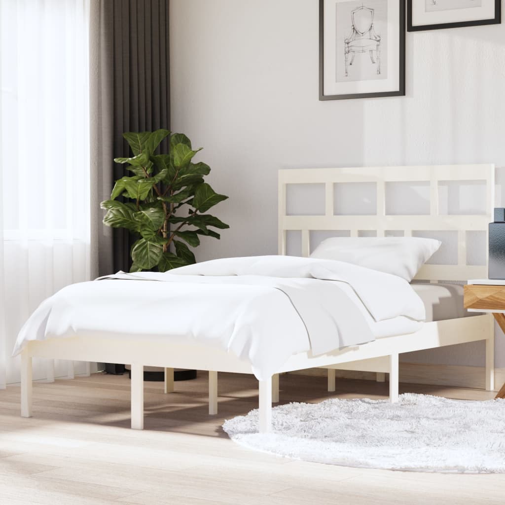 vidaXL Estrutura de cama 140x200 cm madeira de pinho maciça branco