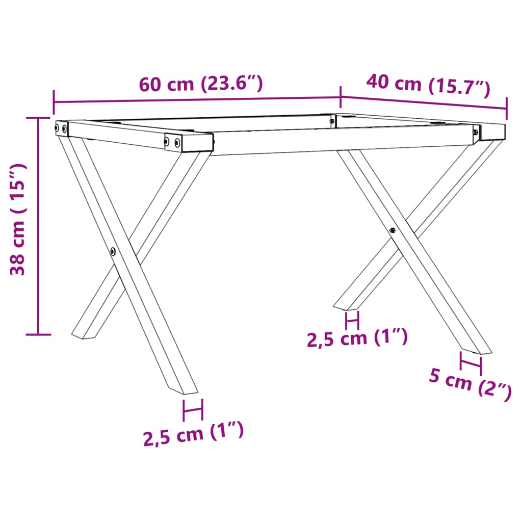 vidaXL Pernas para mesa de centro estrutura em X ferro fundido