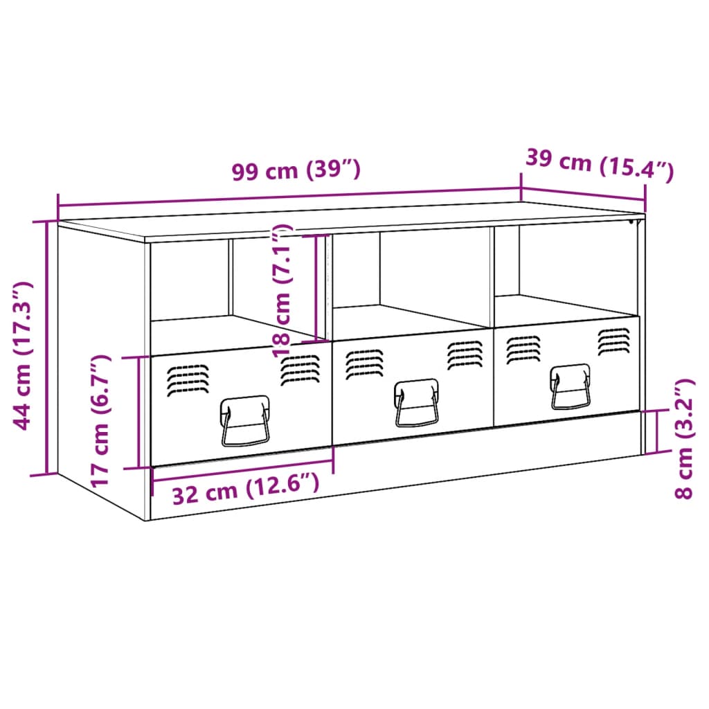 vidaXL Móvel de TV 99x39x44 cm aço antracite