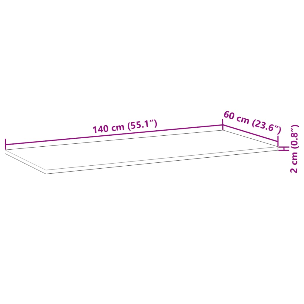 vidaXL Tampo p/ móvel casa de banho 140x60x2 acácia maciça não tratada