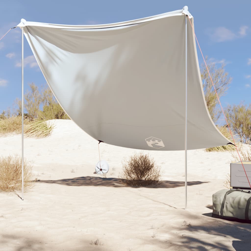 vidaXL Toldo de praia com âncoras de areia 214x236 cm cinzento