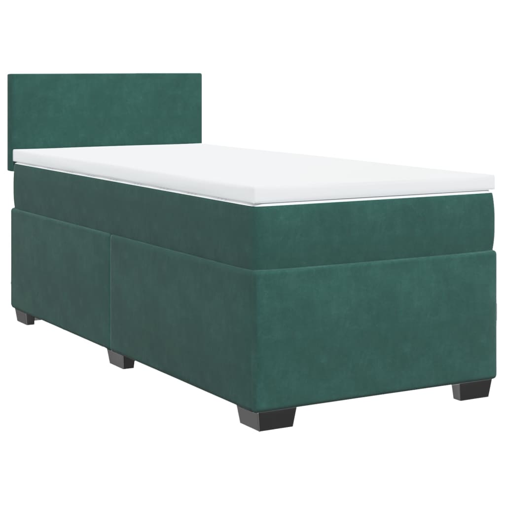 vidaXL Cama com molas/colchão 80x200 cm veludo verde-escuro