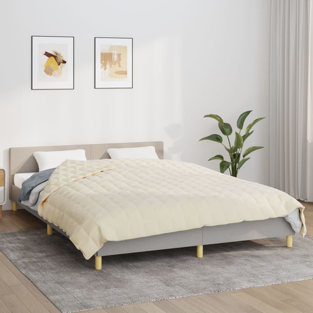 vidaXL Manta pesada 15 kg 220x235 cm tecido creme-claro