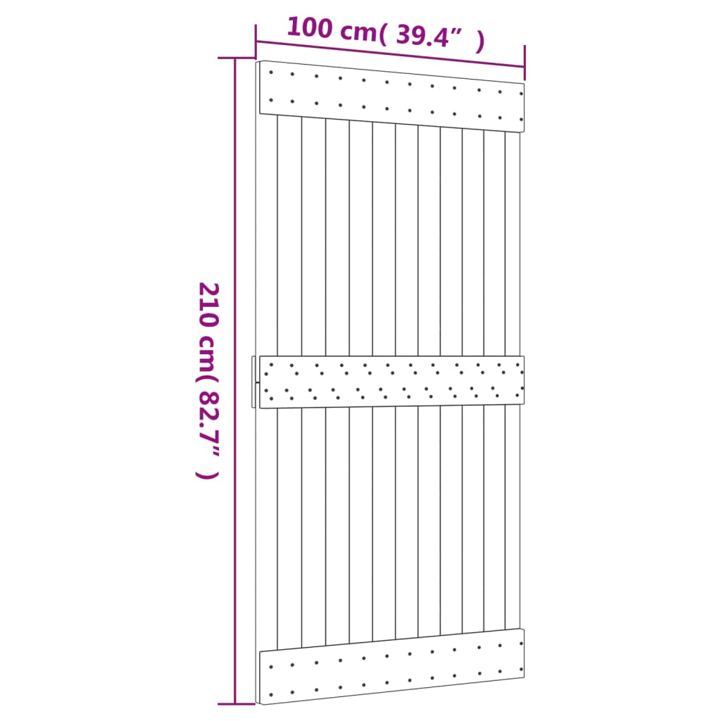 vidaXL Porta NARVIK 100x210 cm madeira de pinho maciça